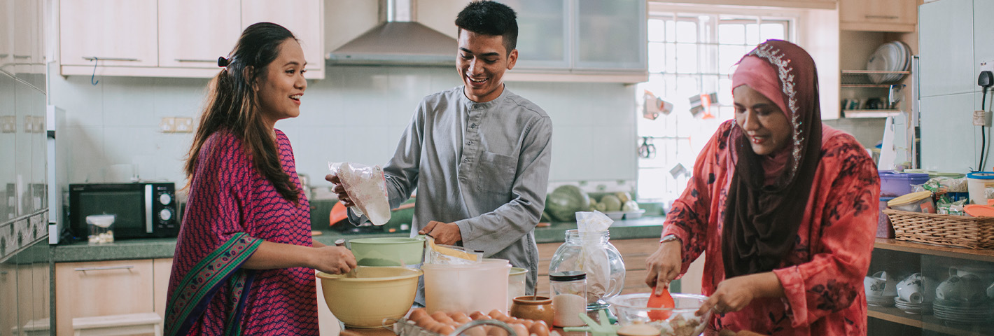 family in kitchen