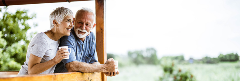 retired couple looking out