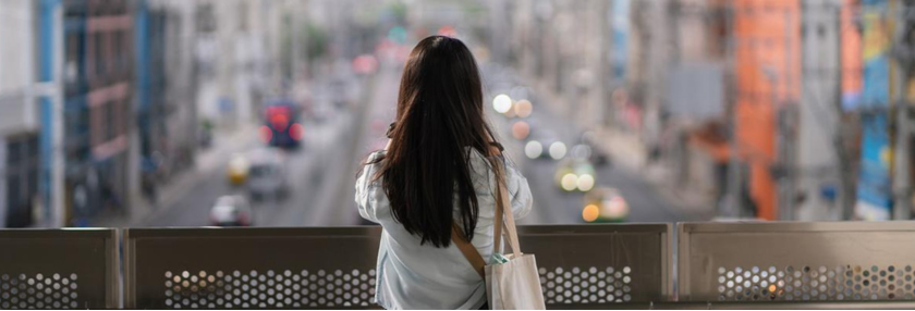 Girl looking at the city