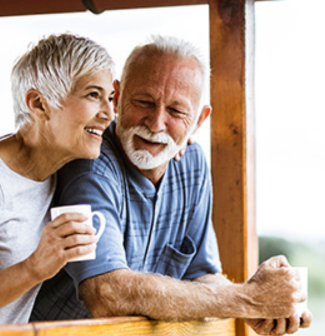 retired couple looking out