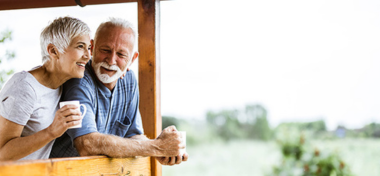 retired couple looking out