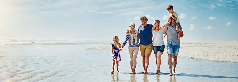 Family on beach