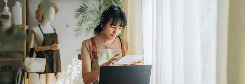 Lady doing calculations