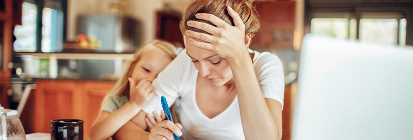 mother thinking about matters
