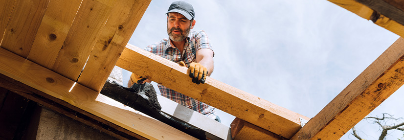 Carpenter fixing roof