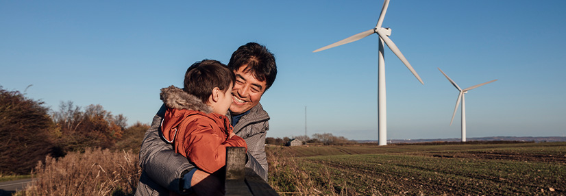 Father and son in the field
